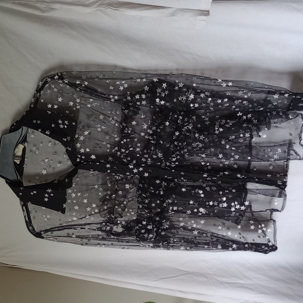 Sacred Hawk Sparkly black and silver star blouse!
